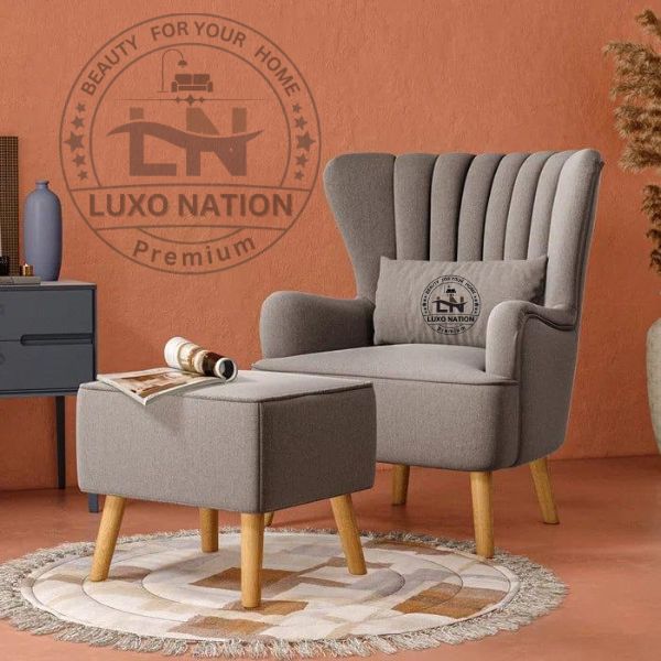 Living Room Accent Chair with Ottoman – Comfortable Arm Seating Set